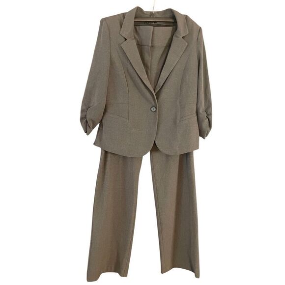 A Byer Womens Size XL One Button Suit Jacket & Size 13 Pants 2 Piece Set Gray - Picture 1 of 10
